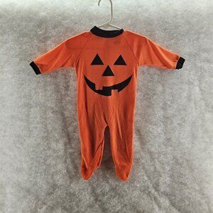 VTG Jock O Lantern One Piece Pajama Button Up Orange‎ & Black 14-18lbs USA made
